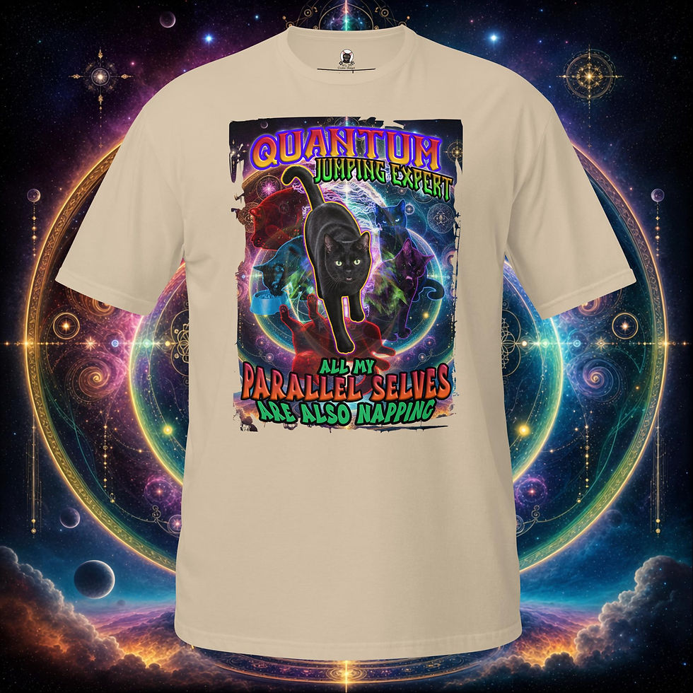 Thumbnail: Quantum Jumping Expert Black Cat Multiverse Quantum Physics Meme Unisex Tee