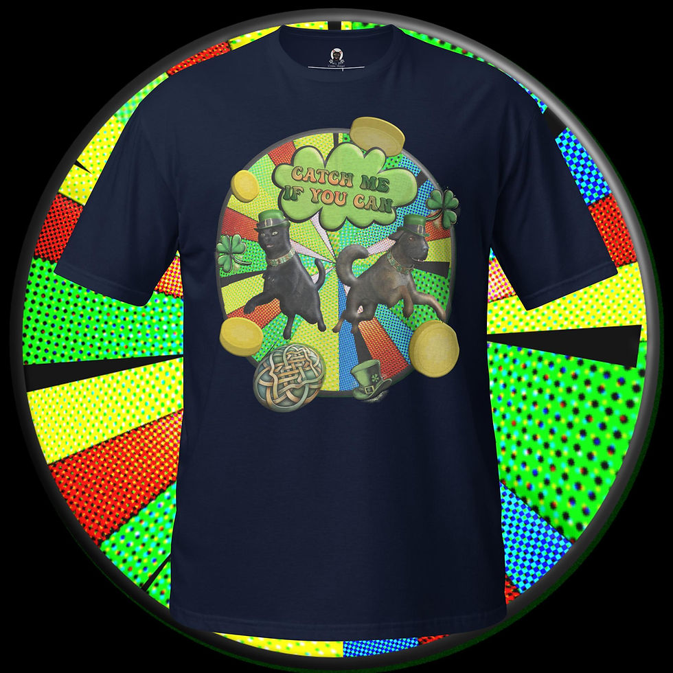 Thumbnail: Catch Me If You Can T-Shirt - Funny St. Patrick’s Day Pet Leprechaun Tee – Diablo & Athena Edition