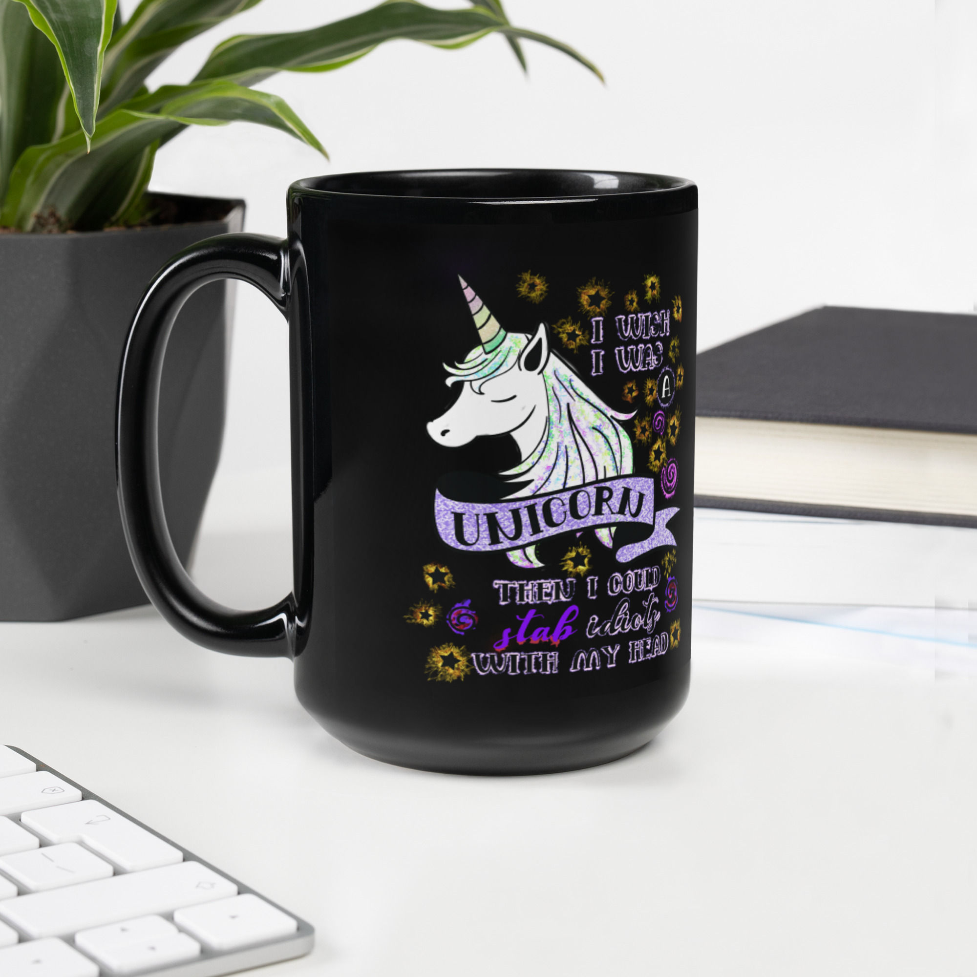 "I Wish..." Black Glossy Mug