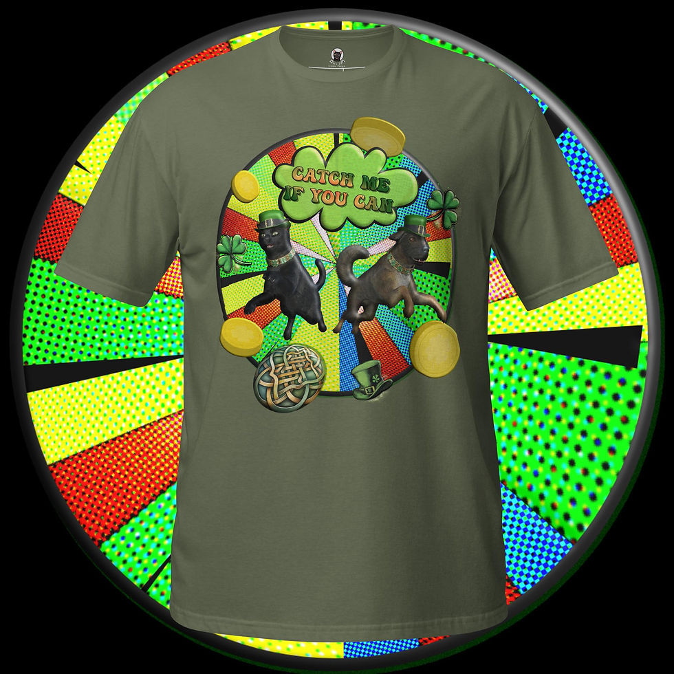Thumbnail: Catch Me If You Can T-Shirt - Funny St. Patrick’s Day Pet Leprechaun Tee – Diablo & Athena Edition