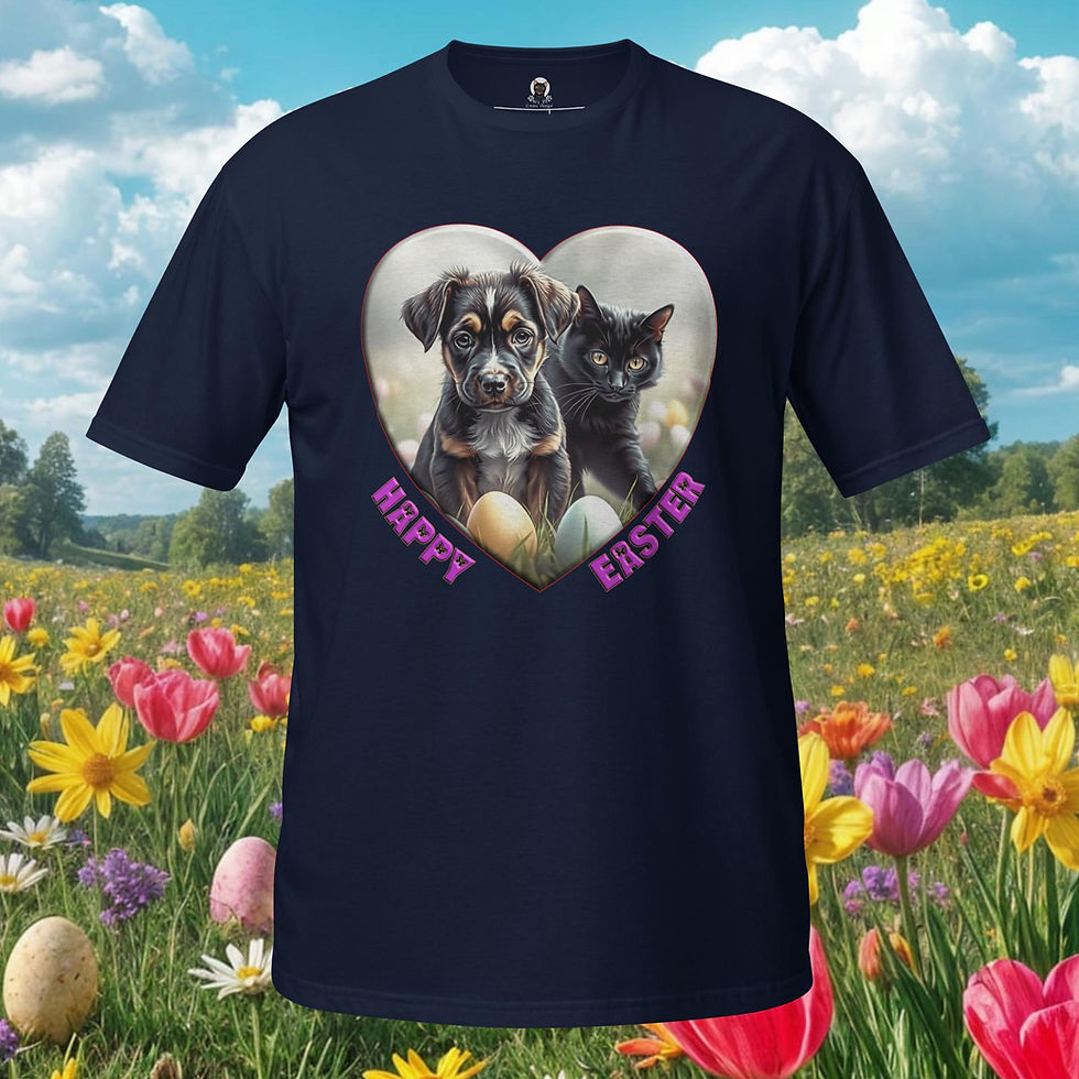 Thumbnail: Adorable Puppy & Kitten Easter T-Shirt – Heartwarming Springtime Charm!