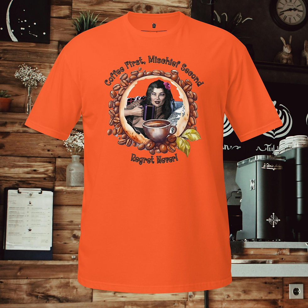 Thumbnail: Coffee First, Mischief Second, Regret Never! - Unisex T-Shirt