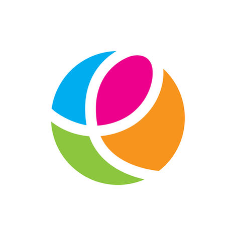 a colorful circle with the letter e in the middle