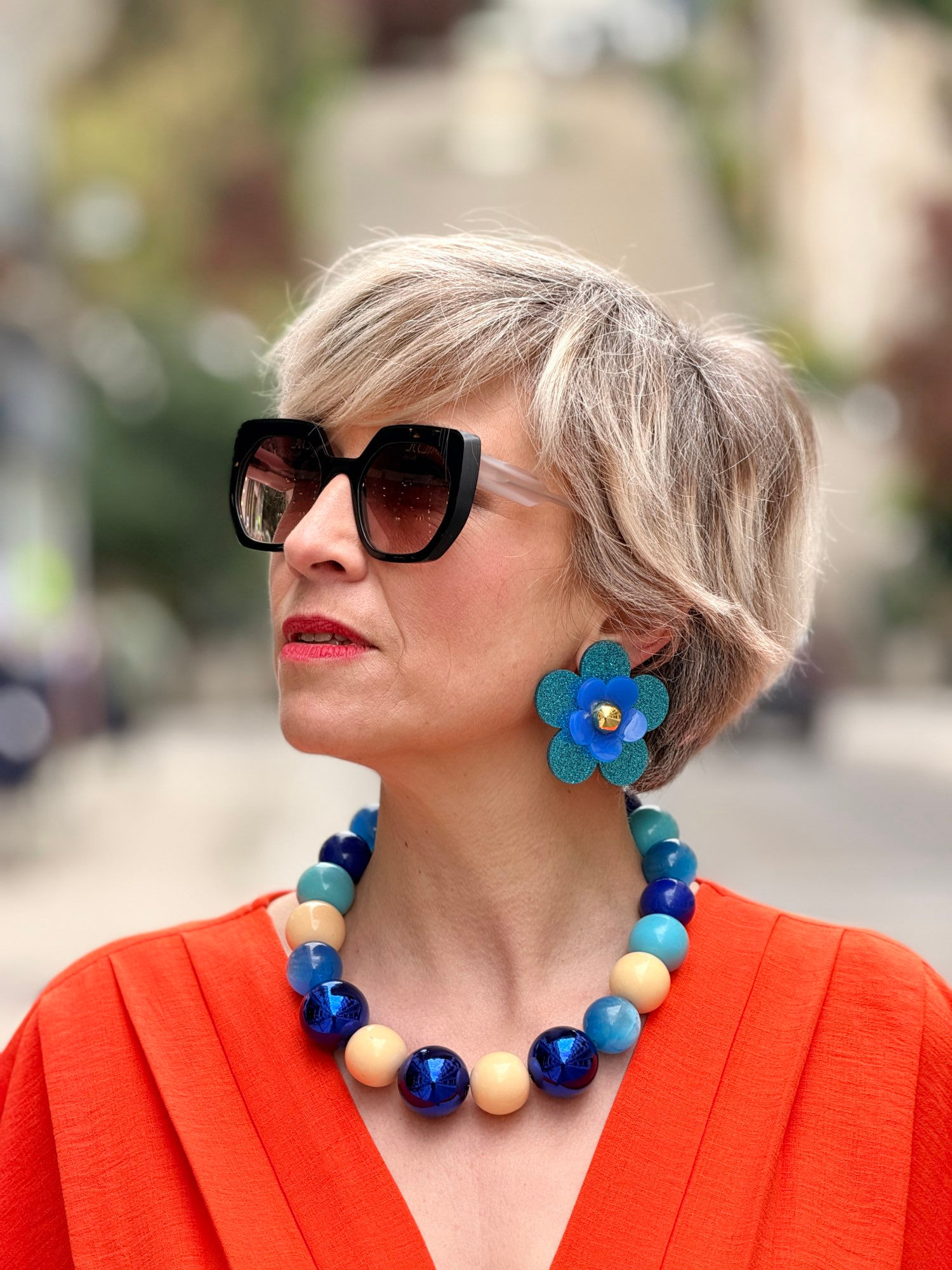 Capucine - turquoise paillettes & bleu roi - Taille M
