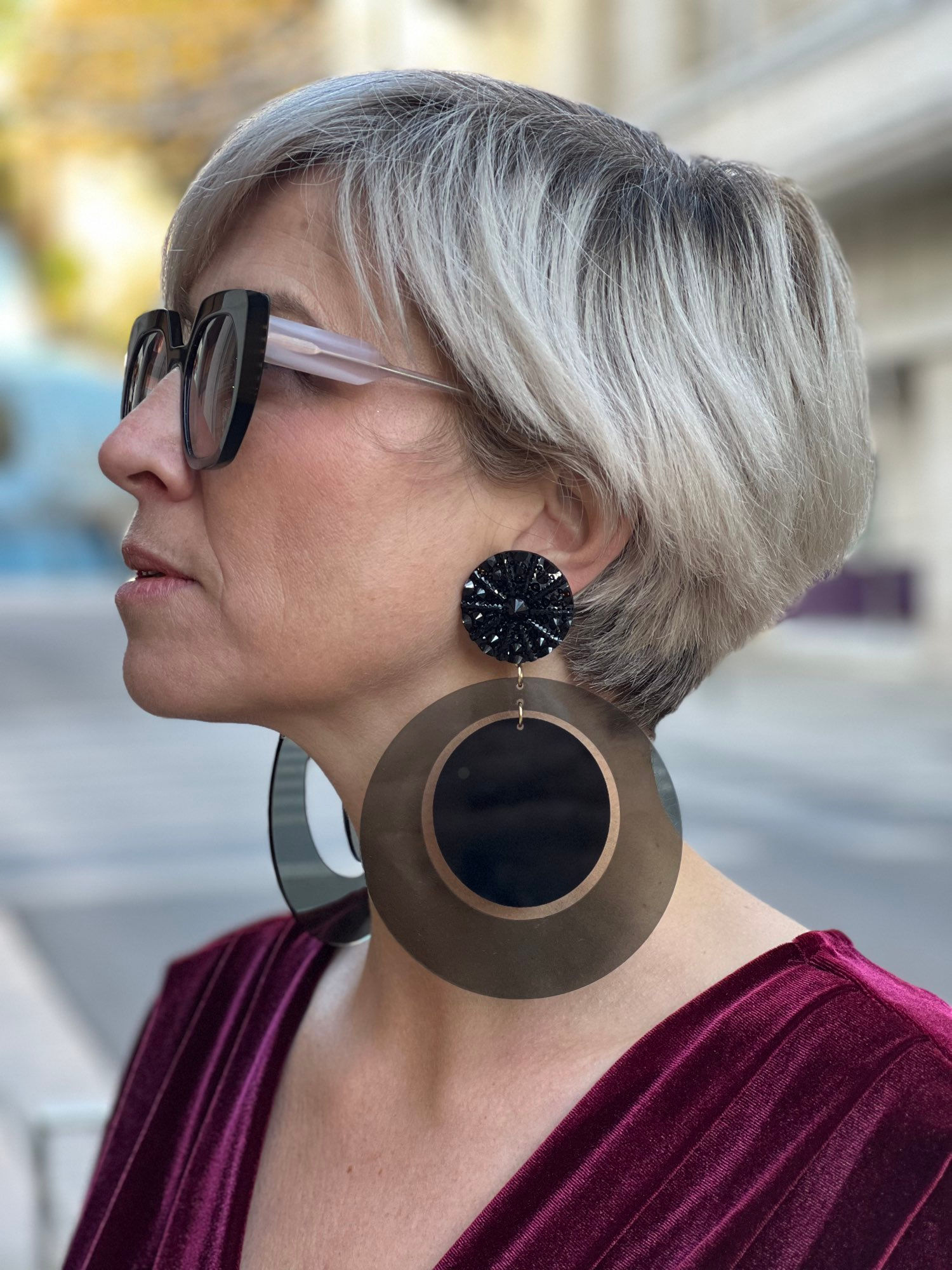 Jeanne - duo de noirs - cabochon crystaux