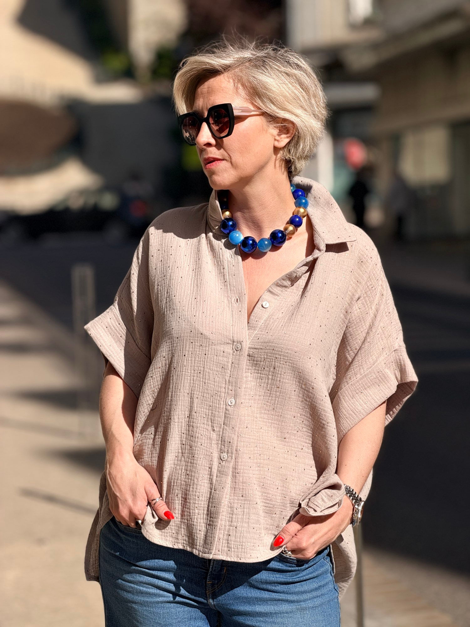 Tia beige, version gaze de coton 