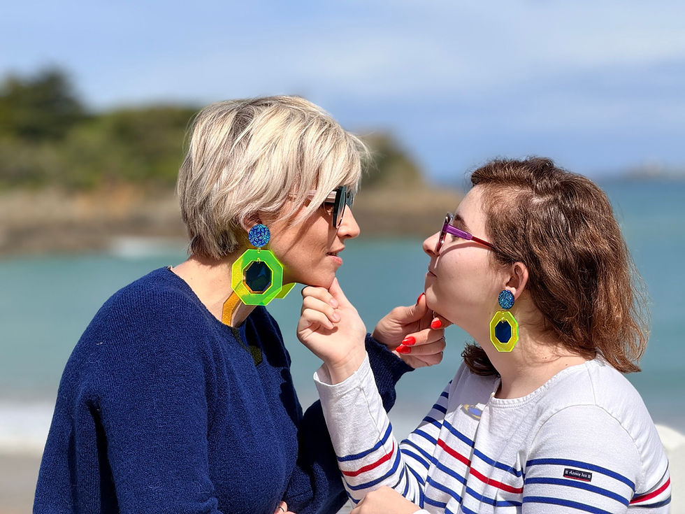 Miniature : Esther- jaune fluo & marine  - taille L