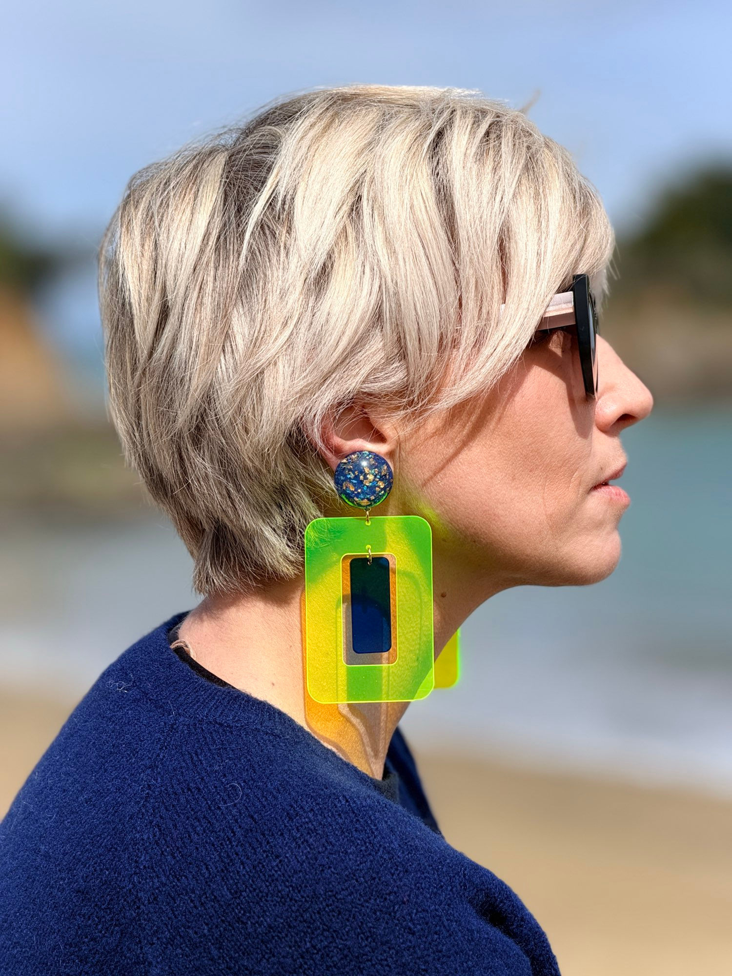 Anouck - jaune fluo & marine