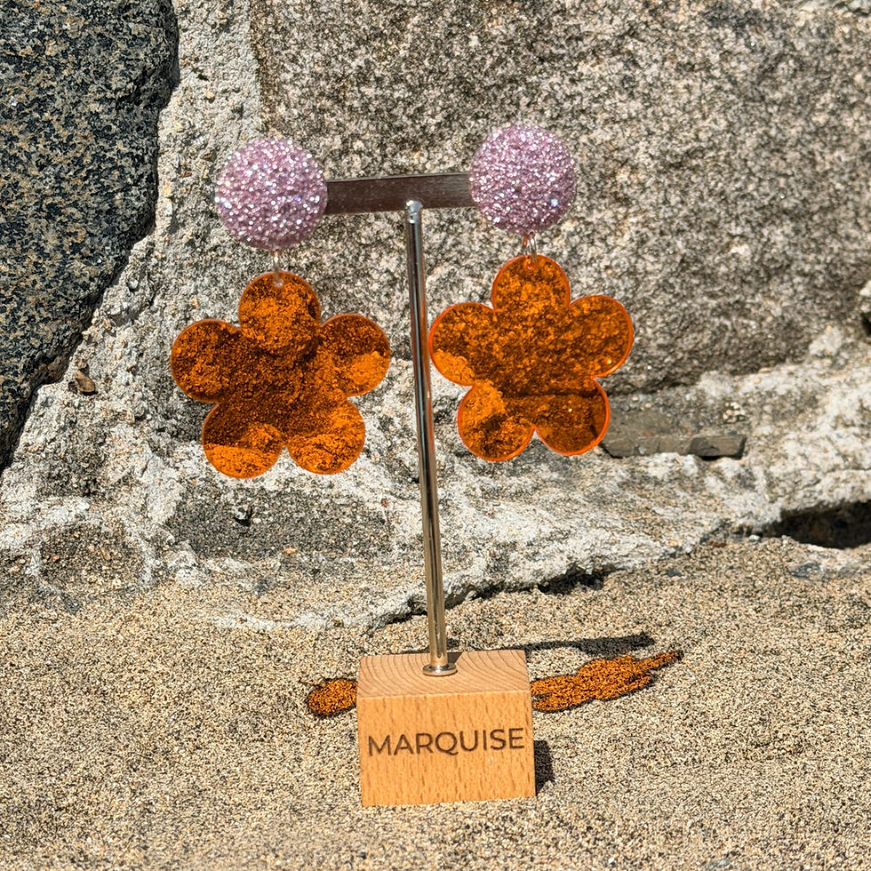 Miniature : Lina - orange transparent- cabochon météorite 