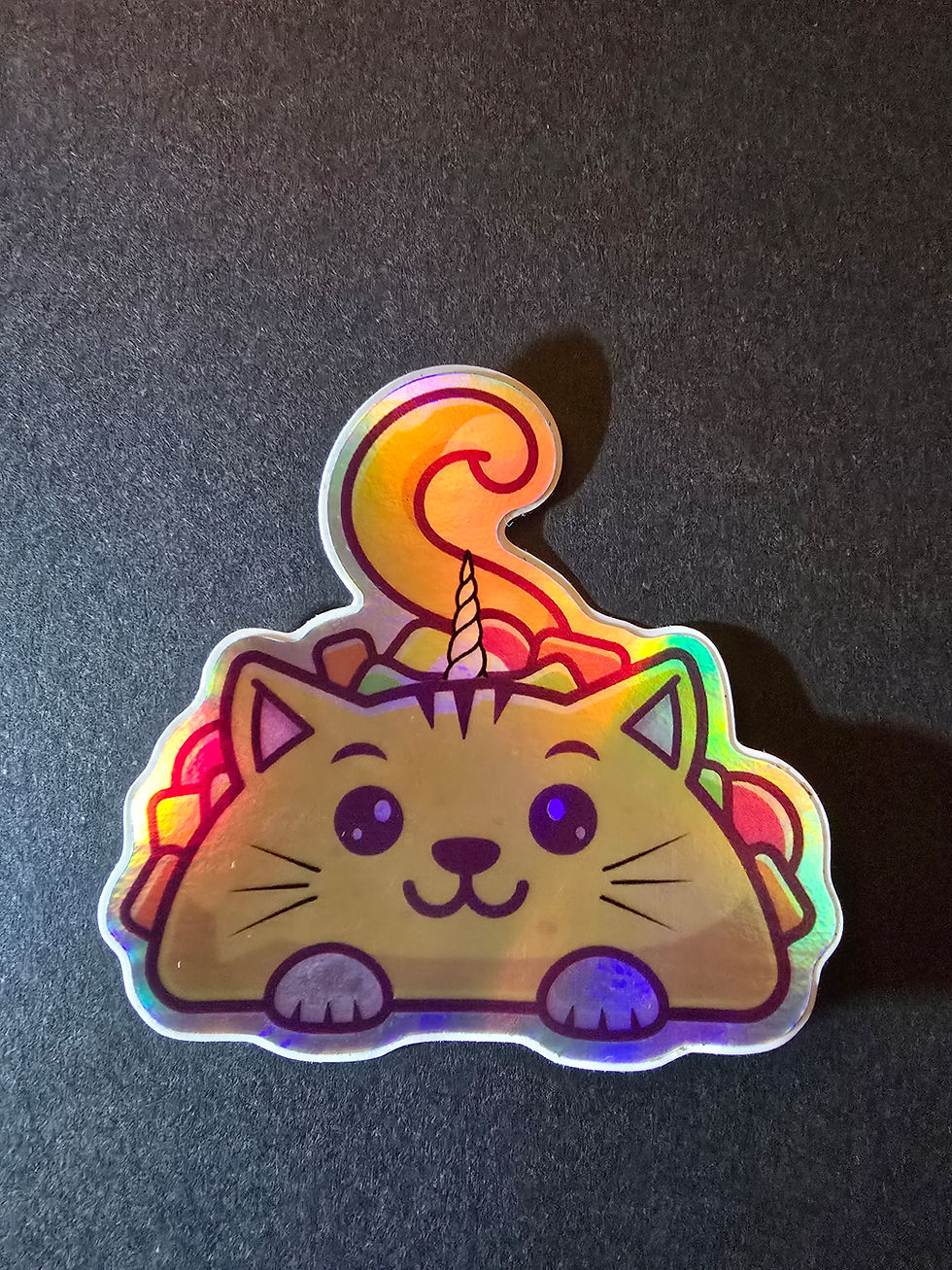 Taco Shaped Cat that looks like a Unicorn with a Horn