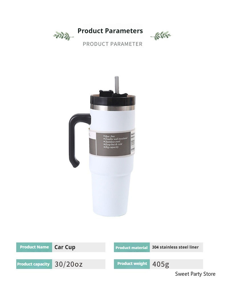 Thumbnail: 600/890ML Thermal Water Bottle Car Insulated Cup Stainless Steel Thermal Cup Tum