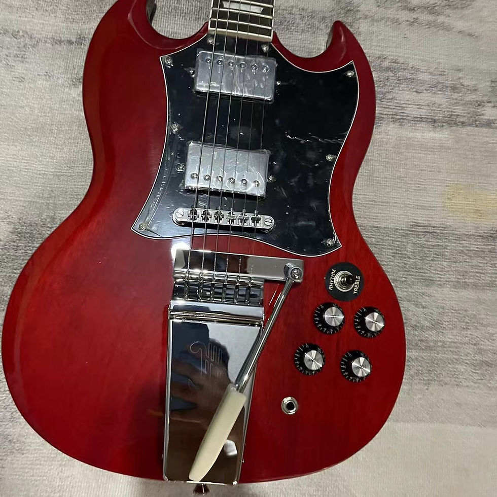 Thumbnail: 6-chord SG electric guitar, transparent red body, vibrato joystick