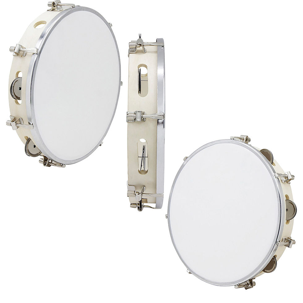 Thumbnail: 10 Inches Tambourine Adjustable Solid Wooden Panel Hand Held Bell Drum Percussio