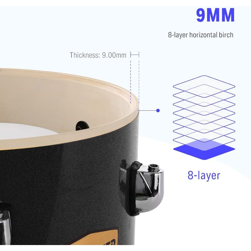 Thumbnail: Drum Set Adult Practice Mute Pad,5-Piece Full Size Acoustic Drum Kit,Double-legg