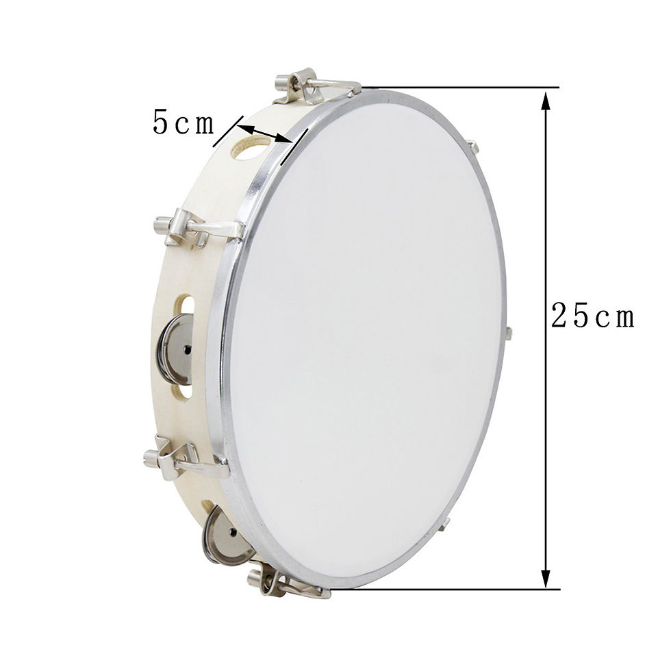 Thumbnail: 10 Inches Tambourine Adjustable Solid Wooden Panel Hand Held Bell Drum Percussio