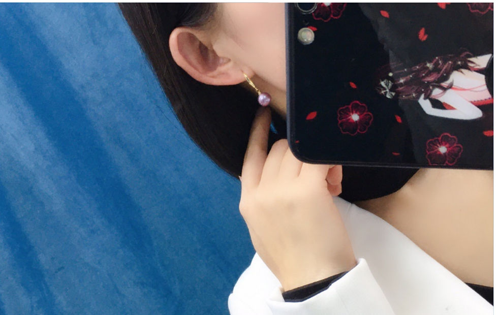Thumbnail: Natural Edison Purple Pearl Ear Hook Round  Ear Hook Earrings