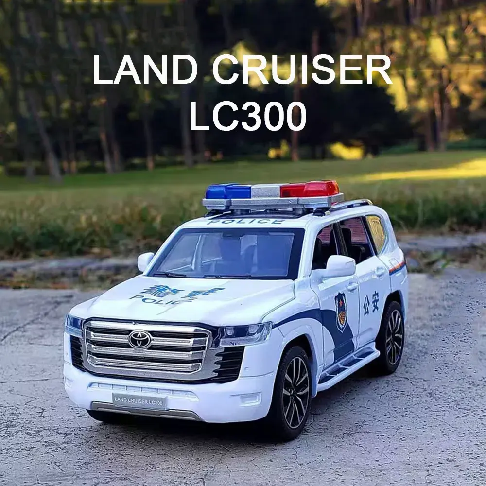 1:32 LAND CRUISER LC300 Police Cars Toys Alloy Diecast Model 6 Doors