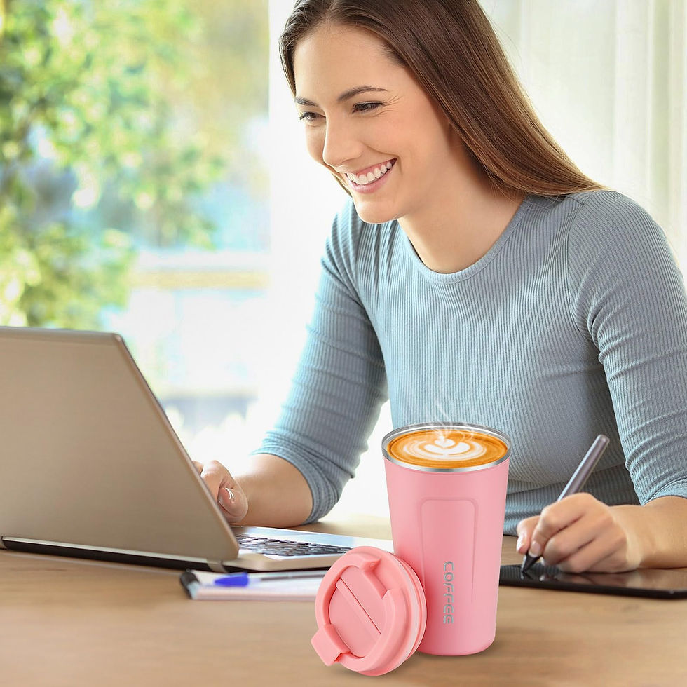 Thumbnail: Pink Stainless Steel Coffee Cup Hot Cold Warm Water Beverage Thermo Insulated Le