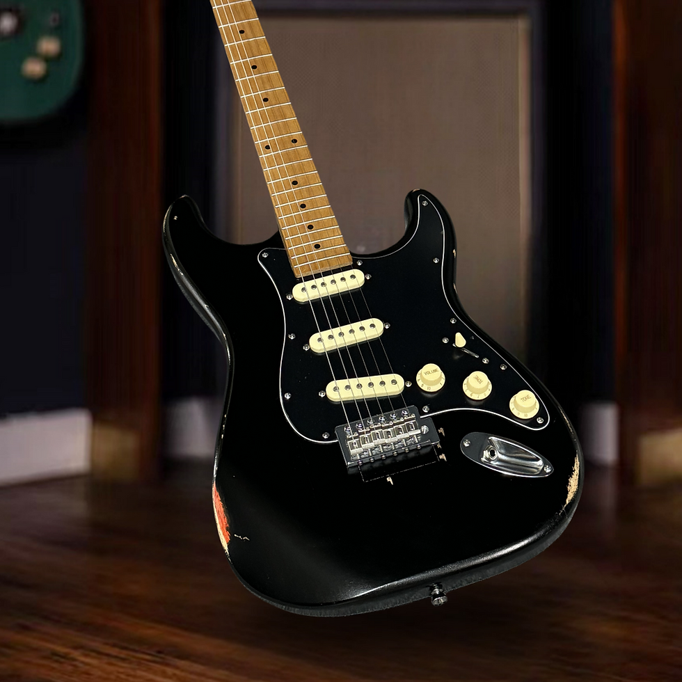 Thumbnail: Magic Black Color Make Old ST Electric Guitar Alder Body Rosewood Fretboard