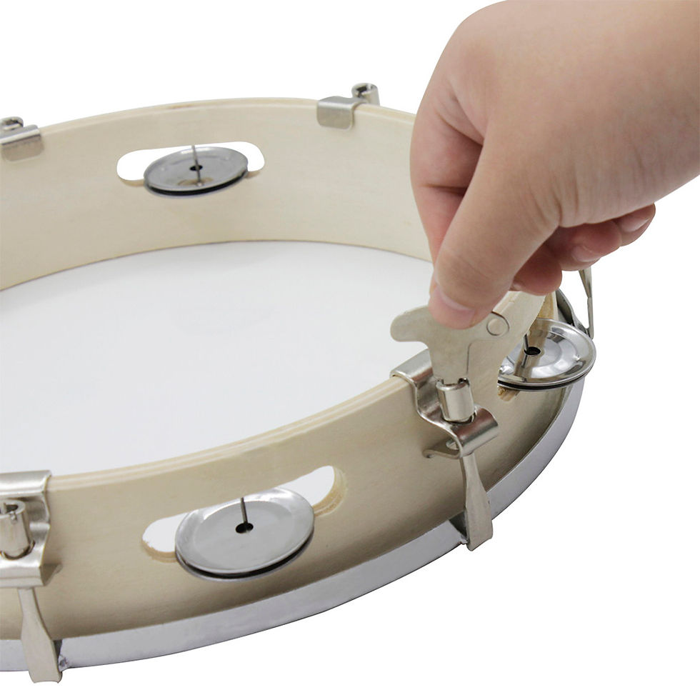 Thumbnail: 10 Inches Tambourine Adjustable Solid Wooden Panel Hand Held Bell Drum Percussio