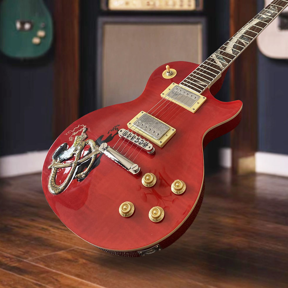 Thumbnail: Red Tiger Flame Decoration Custom Electric Guitar Smoking Snake 3D Pattern 2 Pic