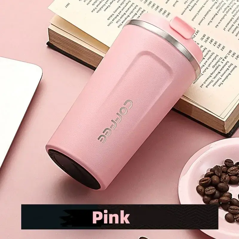 Thumbnail: 380/510ML Pink Stainless Steel Thermal Mug Thermo for Coffee Water Bottle Leakpr