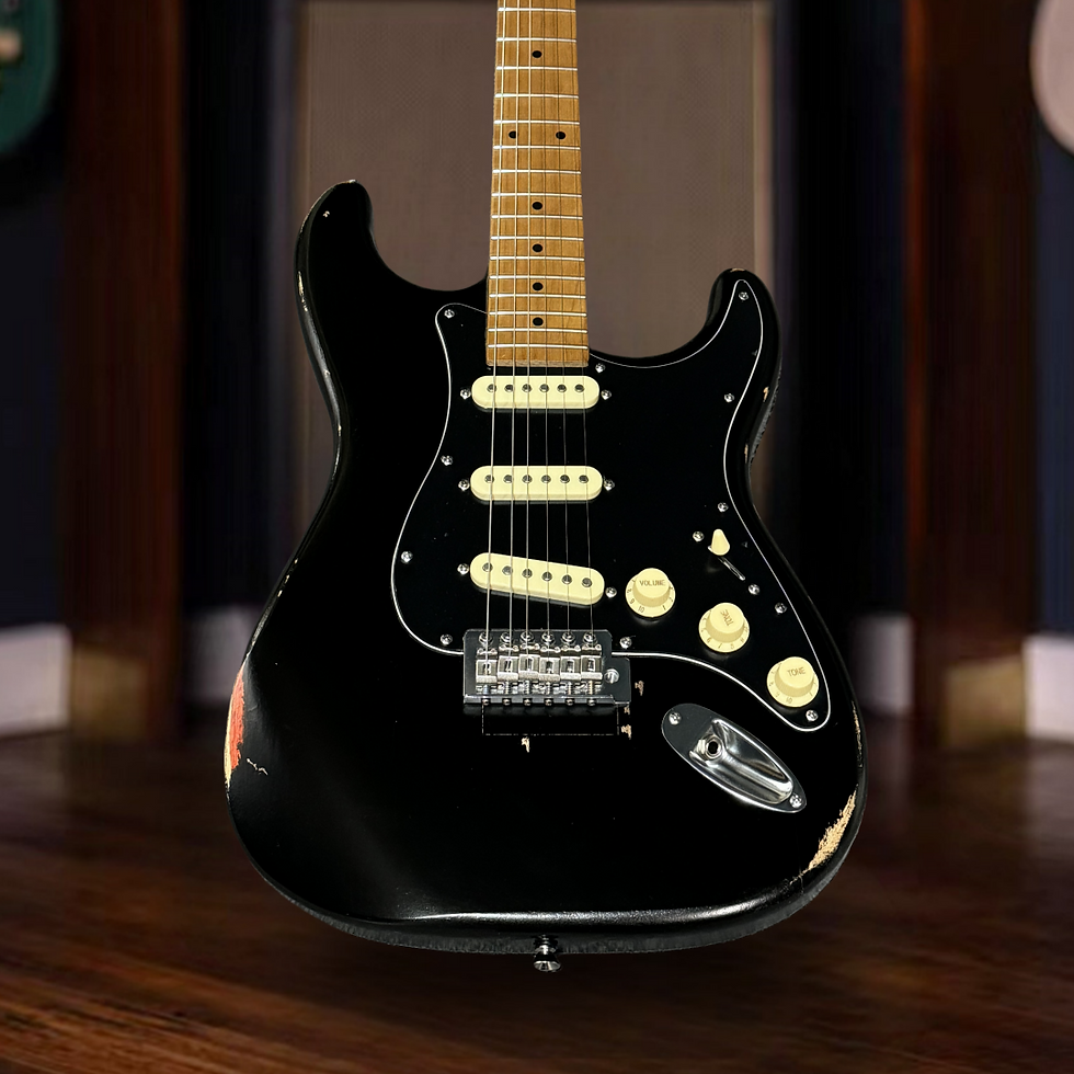 Thumbnail: Magic Black Color Make Old ST Electric Guitar Alder Body Rosewood Fretboard