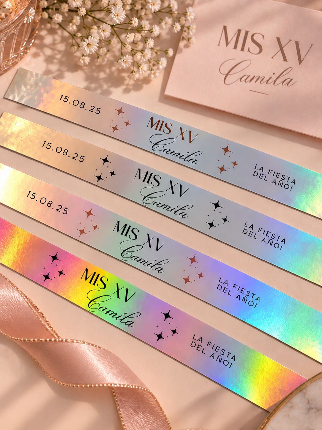 Pulseras personalizadas papel holografico