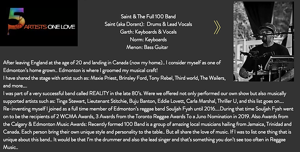 Saint and the Full 100 Band playing 5 Artists One Love evnt