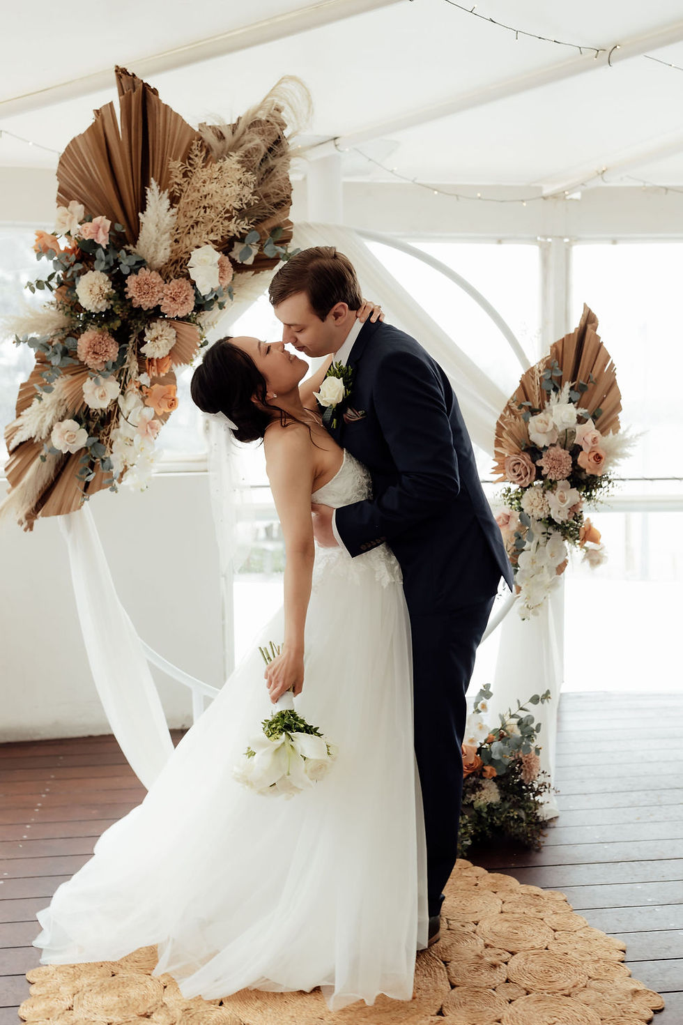 Thumbnail: LUXE WHITE CIRCLE ARBOUR WITH  FLORALS AND DRAPE