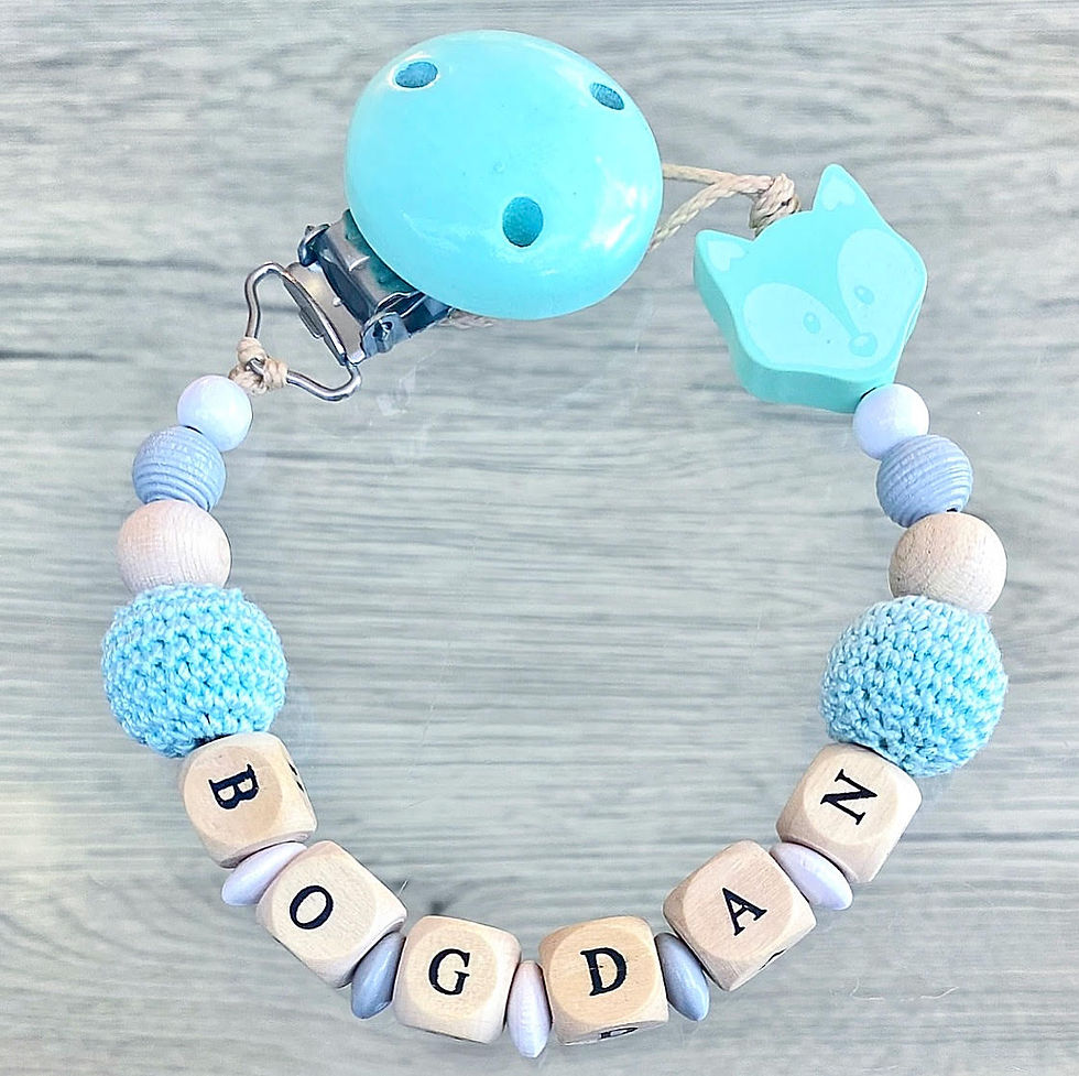 Attache tétine personnalisée / doudou personnalisé perles en Crochet mint