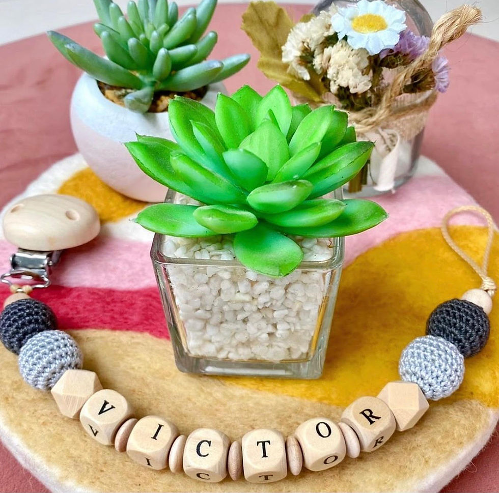 Attache tétine personnalisée / doudou personnalisé gris souris / gris anthracite