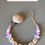 Miniature :  Attache tetine / doudou ,couronnes violine  , blanc , rose bonbon et bois 