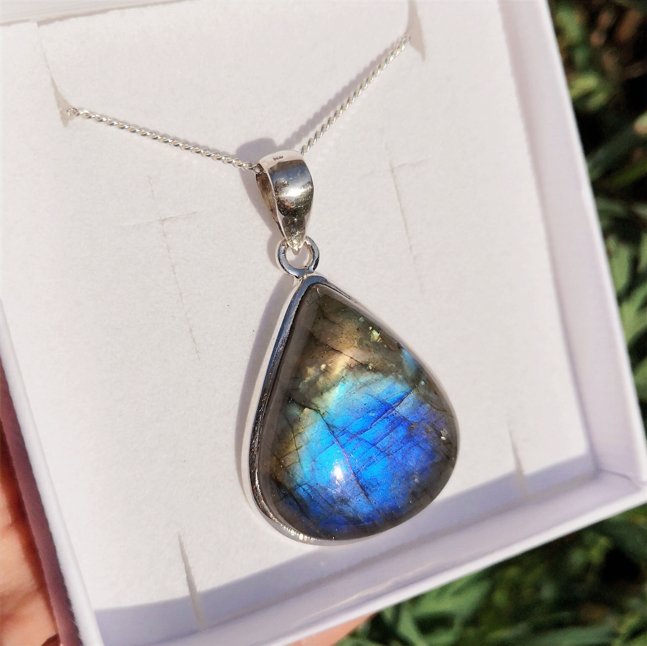 Labradorit Edelstein Anhänger - 925 Silber - Unikat