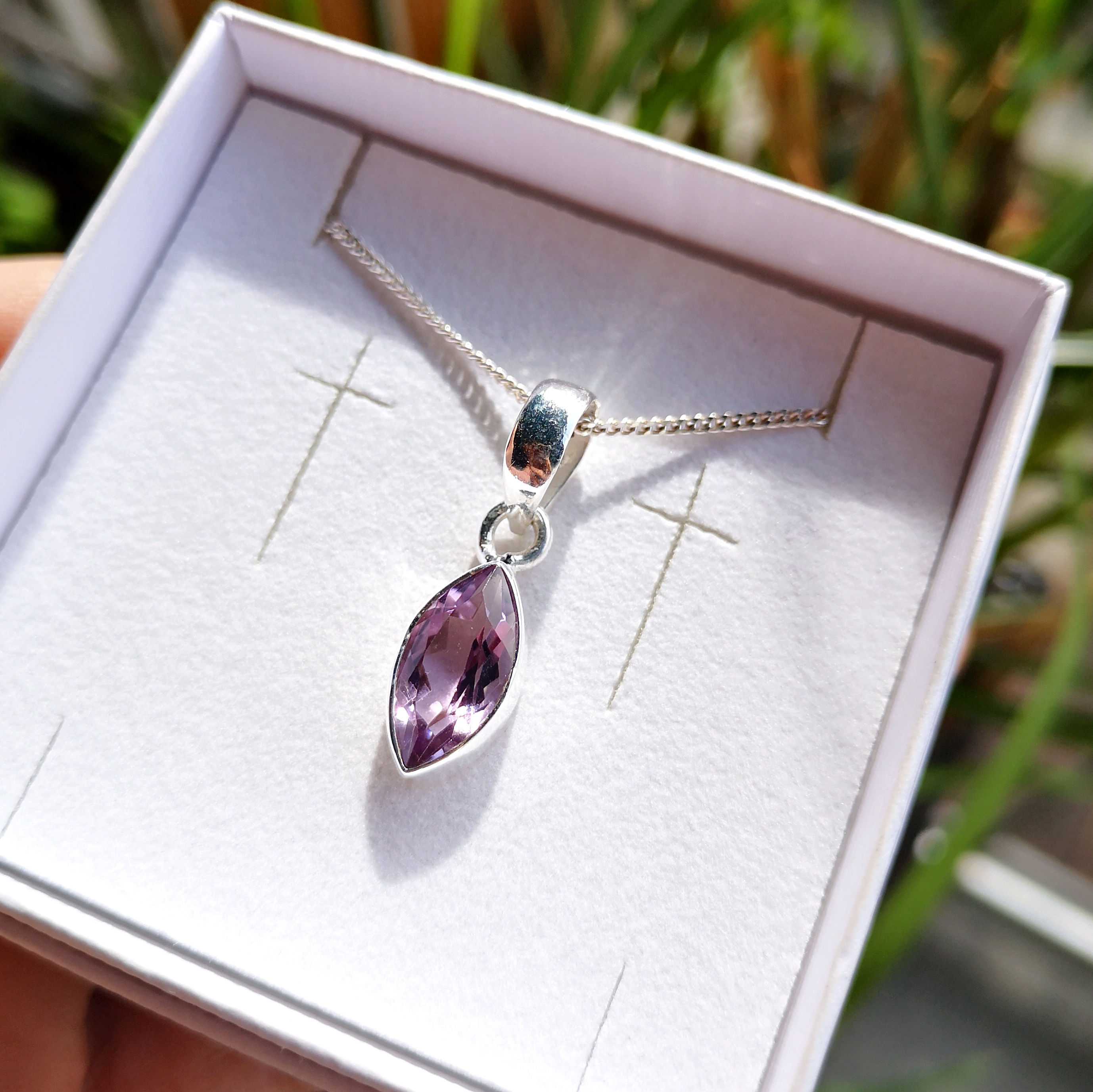 Amethyst facettiert Edelstein Anhänger - 925 Silber - Unikat