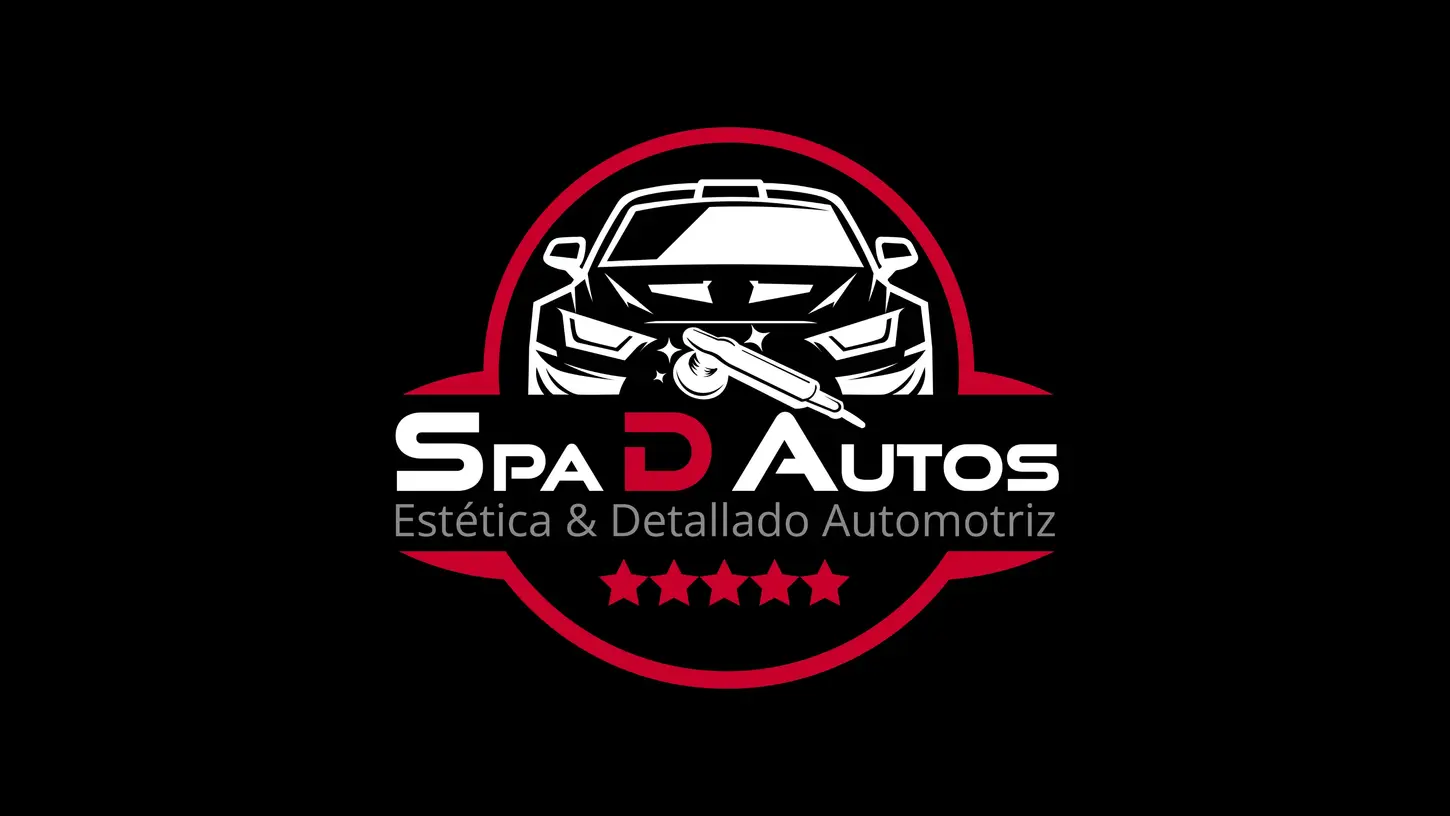 Logotipo vertical de SpaDAutos aplicado sobre fondo negro