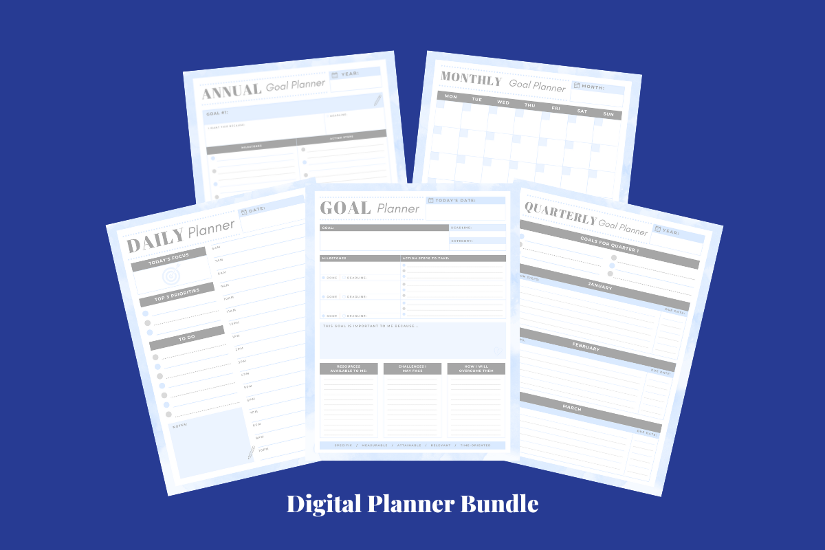 Digital Planner Bundle to Achieve Your Goals