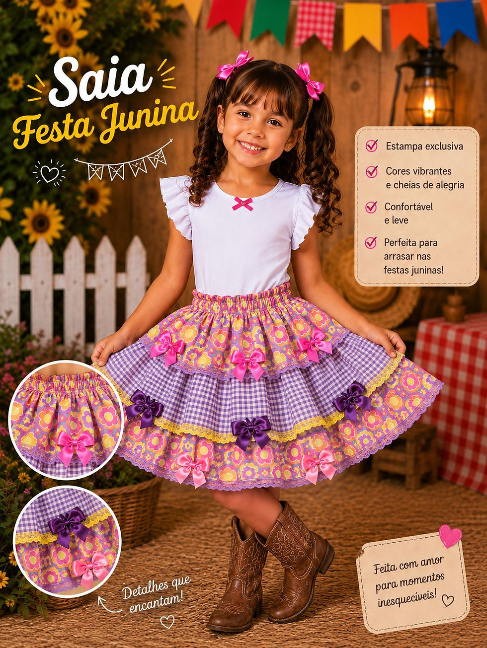 Miniatura: Saia Infantil Junina Caipira