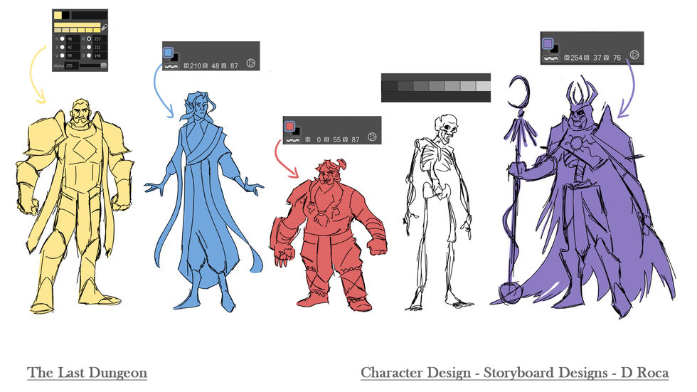 Dylan Roca's Storyboard Shorthand Models for the 3D Short Film "The Last Dungeon" by SCAD studios