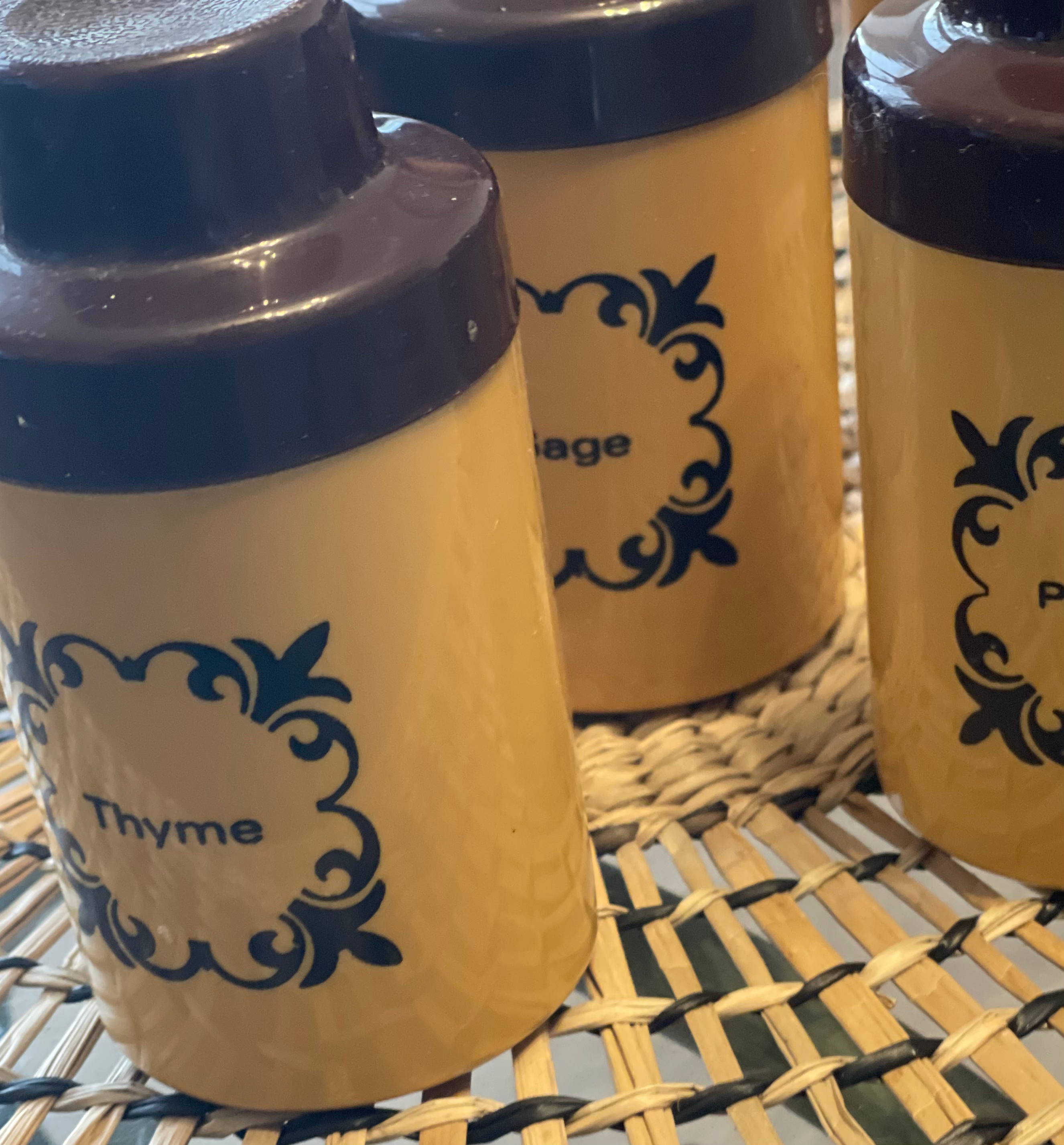 Six Vintage Spice Jars 