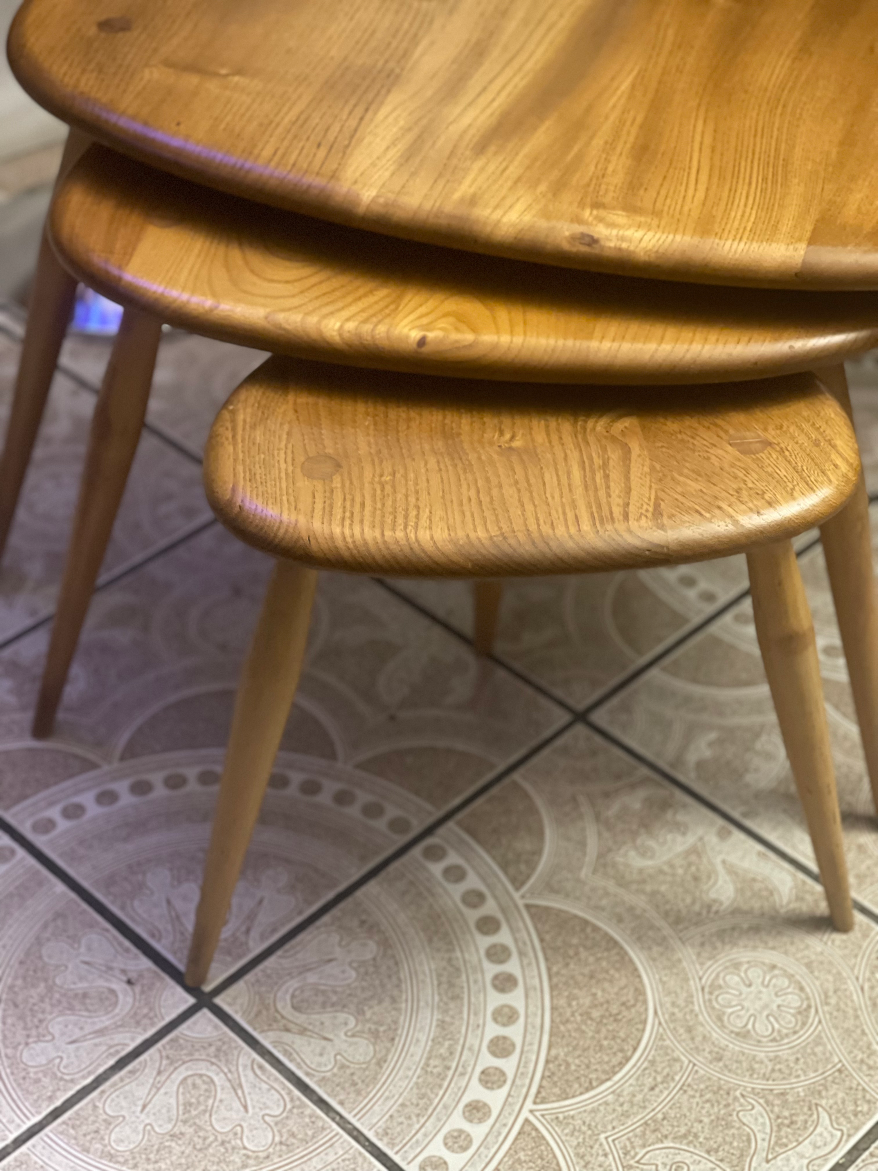 Ercol Blonde Pebble Tables (Blue Label) 