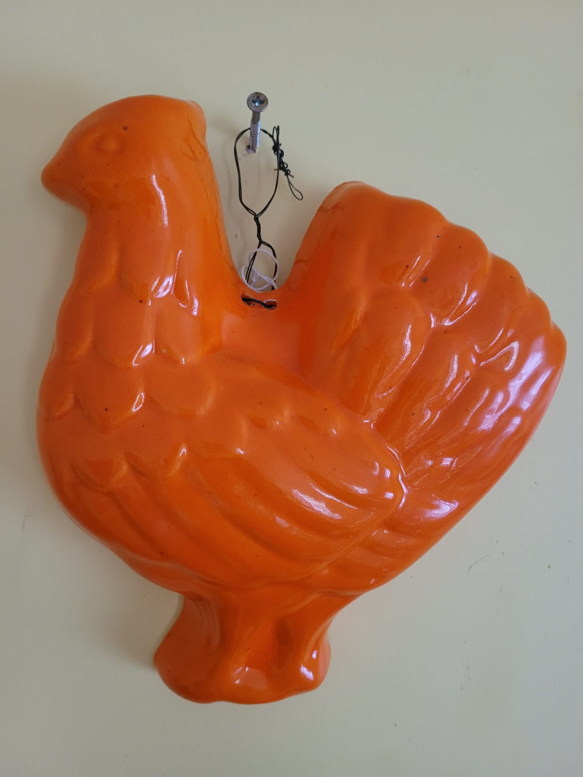Orange Metal  Decor Chicken 