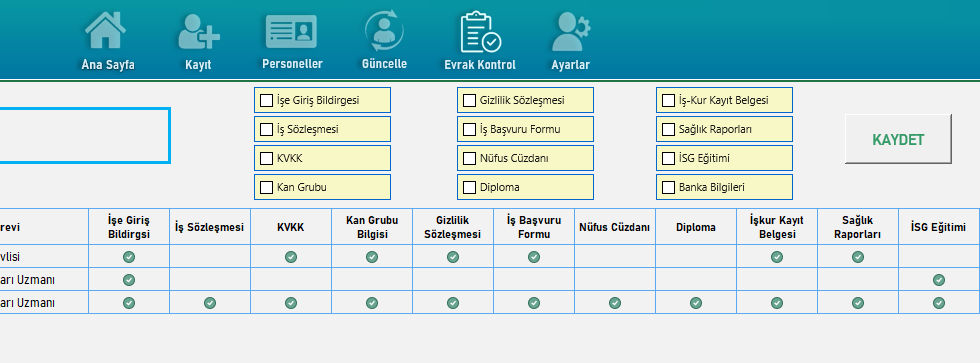 Excel Personel Kayıt Programı