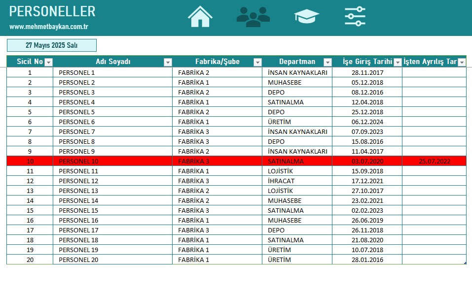 Excel Eğitim Takibi - Personel Girişi