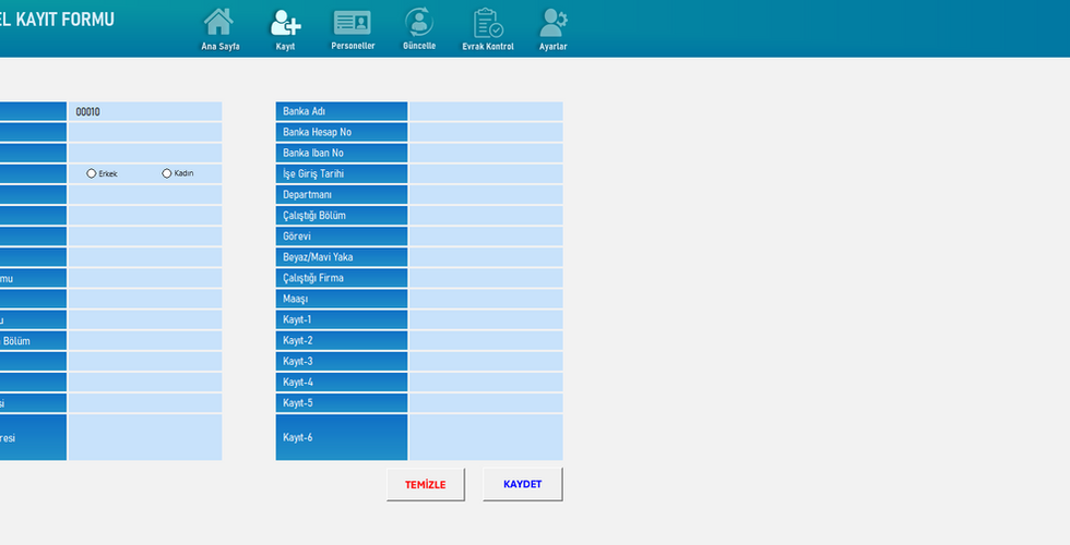 Excel Personel Kayıt Programı