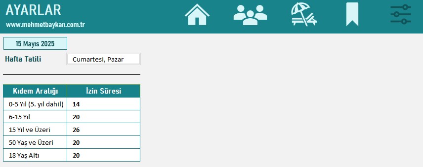 Excel Yıllık İzin