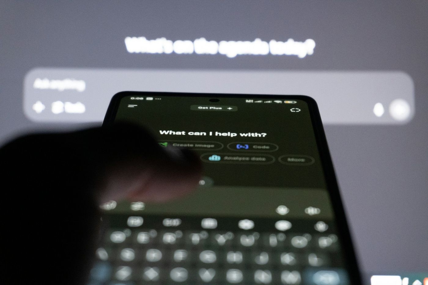 A phone showing an AI chatbot app