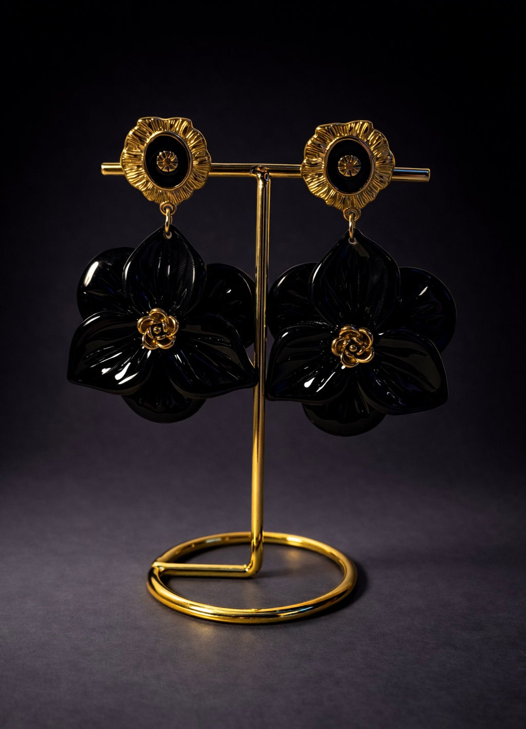 Boucles d’oreilles Fleur Noire