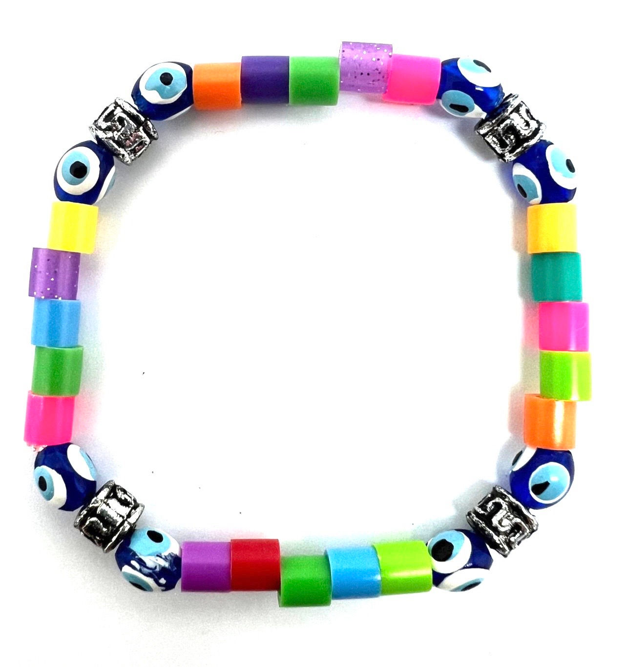 BR-10005 Plastic Bead Evil Eyes Stretch Bracelet