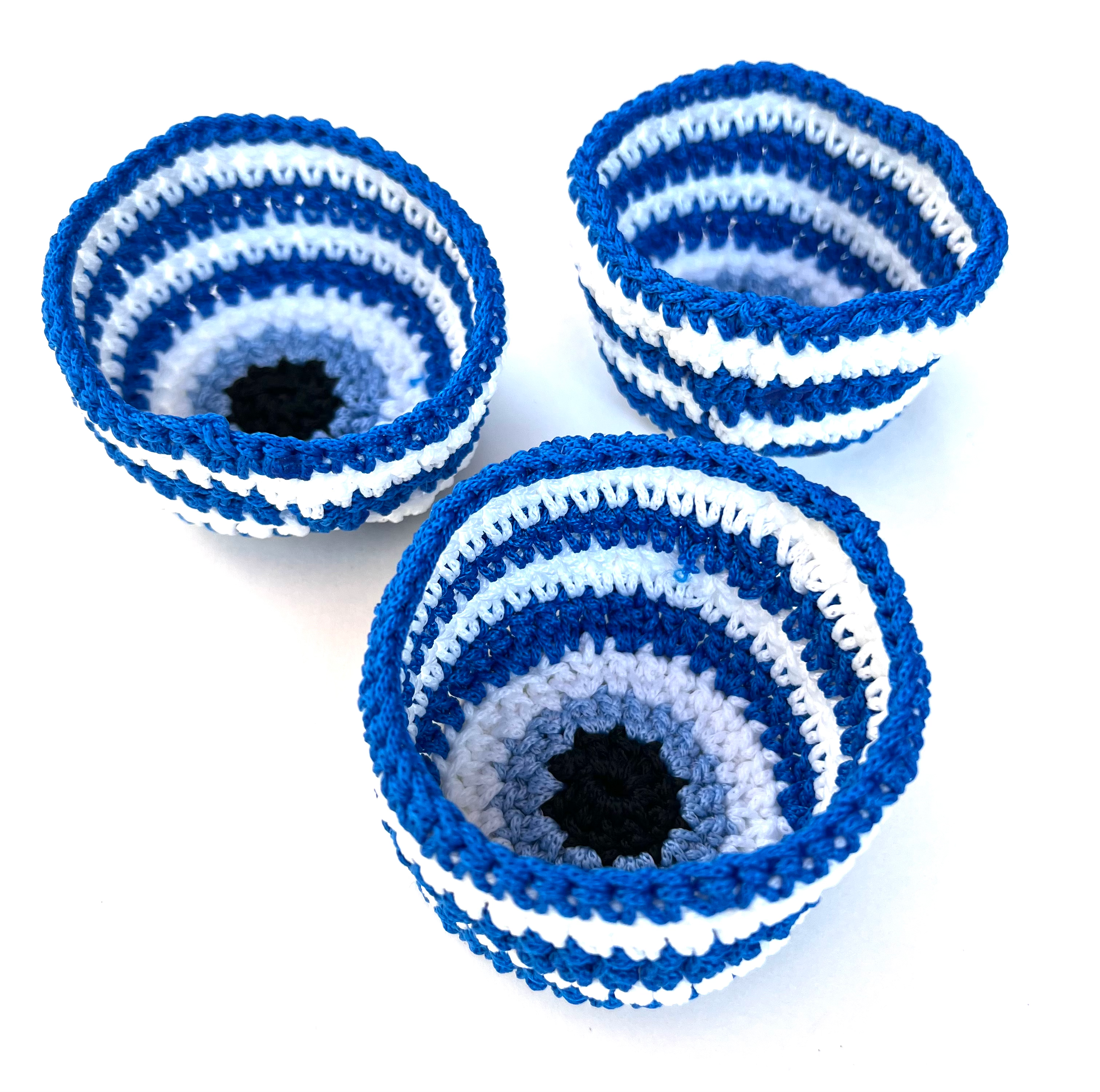 HG-10044 Set of 3 Evil Eye Good Luck Macrame Crochet Bowls